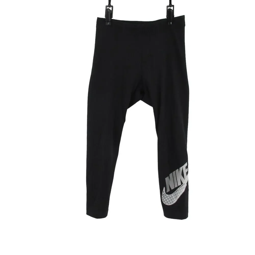Nike Womens‎ Tights Small Black Cropped Gym Yoga Crossfit Running